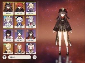 Ar45. Hutao + báculo de homa/ Diluc. Qiqi, 2 elegia, atlas - Genshin Impact