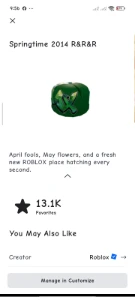 Conta de 2014 com 1 offsales e outro de 90 robux - Roblox
