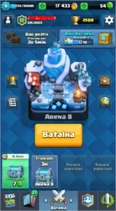 clash royale - lvl 9 - arena 8 - 3 lendarias + 17k de gold