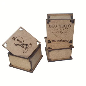 Kit 20 caixa com tampa 05x05cm personalizada MDF,... - Artesanato e Personalizados