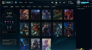 CONTA DIAMANTE LEAGUE OF LEGENDS - 150 SKIN - TODOS CHAMPION LOL