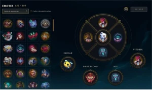 Conta com emote de challenger e quase 300 skins - League of Legends LOL