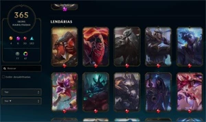 Conta com emote de challenger e quase 300 skins - League of Legends LOL