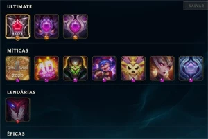 Conta com emote de challenger e quase 300 skins - League of Legends LOL