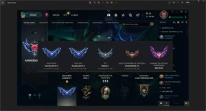 Conta com emote de challenger e quase 300 skins - League of Legends LOL
