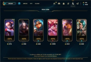 Conta prata 2 com TODOS os champs e 181 Skins + 1500 RP - League of Legends LOL