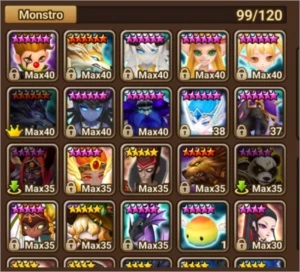 conta de summoners wars com varios nat 5