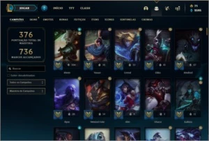 Conta ouro 4 com TODOS os champs, 189 skins e 1,6kk de riven - League of Legends LOL