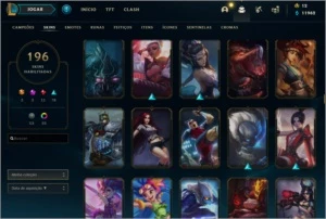 conta level 144 com 196 skins 3 miticas 35 cromas 93 emotes - League of Legends LOL