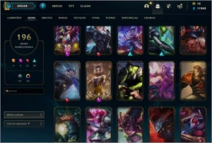 conta level 144 com 196 skins 3 miticas 35 cromas 93 emotes - League of Legends LOL