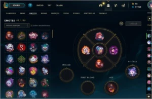 conta level 144 com 196 skins 3 miticas 35 cromas 93 emotes - League of Legends LOL
