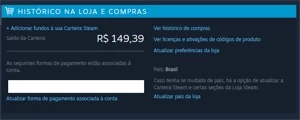 R$ 150,00 SALDO STEAM