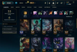 Mestre com 31 Champs e 3 Skins + 5 Fragmentos - League of Legends LOL