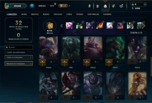 Mestre com 31 Champs e 3 Skins + 5 Fragmentos - League of Legends LOL