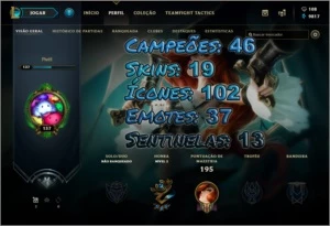 ⫷ CONTA LVL 137 • 19 SKINS • ESPÓLIOS • UNRANKED S9 • MT+ ⫸ - League of Legends LOL