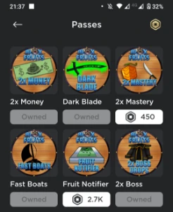 Gamepass 2X Mastery Blox Fruits - Roblox - DFG