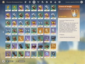 AR 59 320k de adv exp - 12 personagens 5* - 14 armas 5* - Genshin Impact