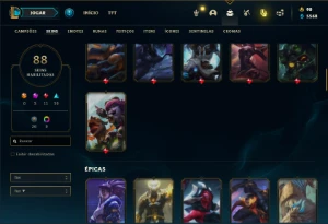 Conta Unranked com 95 Champs e 88 Skins + 2 Prestigios Fizz - League of Legends LOL