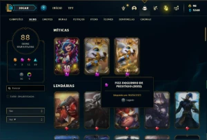 Conta Unranked com 95 Champs e 88 Skins + 2 Prestigios Fizz - League of Legends LOL
