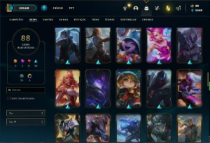 Conta Unranked com 95 Champs e 88 Skins + 2 Prestigios Fizz - League of Legends LOL