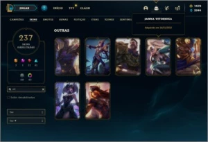 Conta platina 4 com 150 champs e 237 skins + 3 Skins RARAS - League of Legends LOL