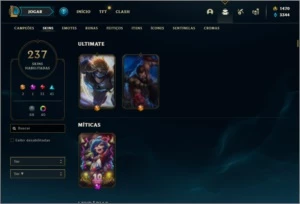 Conta platina 4 com 150 champs e 237 skins + 3 Skins RARAS - League of Legends LOL