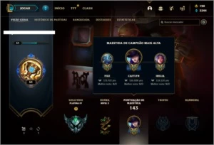 Conta platina 4 com 150 champs e 237 skins + 3 Skins RARAS - League of Legends LOL