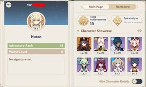 Hutao AR 14 2k gemas sem nada liberado conta de reroll - Genshin Impact