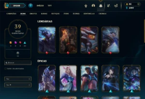 Platina 4 com 85 Champs e 39 Skins + 5 Espolios - League of Legends LOL