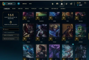 Platina 4 com 85 Champs e 39 Skins + 5 Espolios - League of Legends LOL