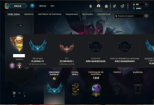 Platina 4 com 85 Champs e 39 Skins + 5 Espolios - League of Legends LOL