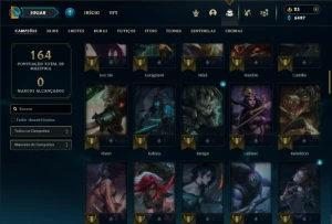 Platina 4 com 85 Champs e 39 Skins + 5 Espolios - League of Legends LOL