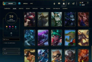 Platina 4 com 85 Champs e 39 Skins + 5 Espolios - League of Legends LOL