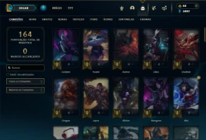 Platina 4 com 85 Champs e 39 Skins + 5 Espolios - League of Legends LOL