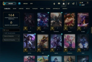 Platina 4 com 85 Champs e 39 Skins + 5 Espolios - League of Legends LOL