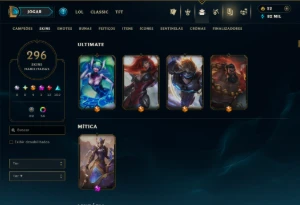 Platina 4 com TODOS os Champs e 296 Skins ( ADC / SUP / JG ) - League of Legends LOL