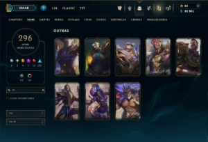 Platina 4 com TODOS os Champs e 296 Skins ( ADC / SUP / JG ) - League of Legends LOL
