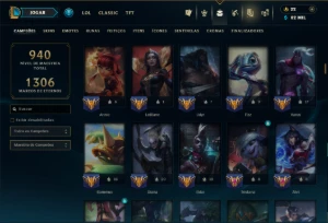 Platina 4 com TODOS os Champs e 296 Skins ( ADC / SUP / JG ) - League of Legends LOL