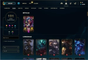 Conta prata 3 com 153 Champs e 121 Skins + 5 Vitoriosas - League of Legends LOL