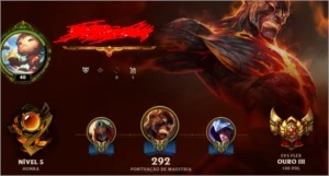 Conta League of legends - Ouro 3 100 pdl -  82 skin LOL