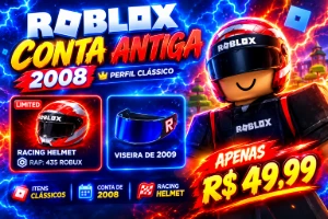 🔥 ROBLOX 2008 OG RARA 🏎️ RACING HELMET + VISEIRA 2009 | R$