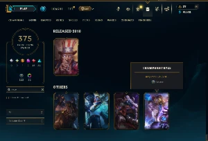 Conta lol 375 skins unranked ultimo elo s8 - League of Legends