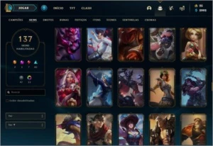 Conta Diamante 4, com 138 Campeões e 137 skins tops - League of Legends LOL