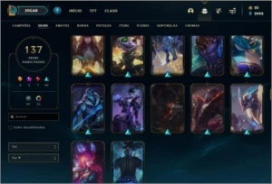 Conta Diamante 4, com 138 Campeões e 137 skins tops - League of Legends LOL