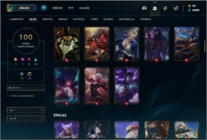 Conta ouro 1 com 102 champs e 100 skins ( MAIN SUPORTE ) - League of Legends LOL