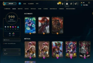 Platina 4 com TODOS os Champs e 299 Skins +16 Vitoriosas - League of Legends LOL