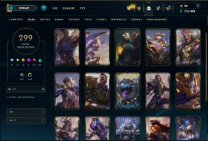Platina 4 com TODOS os Champs e 299 Skins +16 Vitoriosas - League of Legends LOL