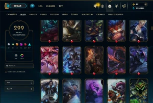 Platina 4 com TODOS os Champs e 299 Skins +16 Vitoriosas - League of Legends LOL