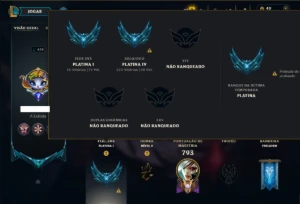 Platina 4 com TODOS os Champs e 299 Skins +16 Vitoriosas - League of Legends LOL