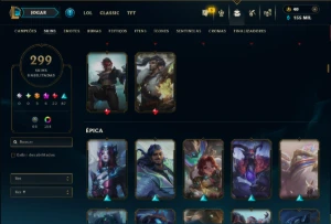 Platina 4 com TODOS os Champs e 299 Skins +16 Vitoriosas - League of Legends LOL
